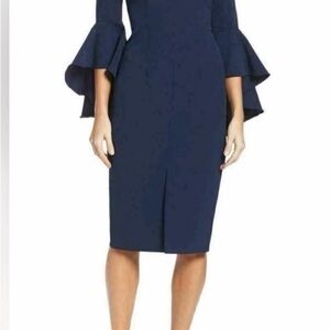 Maggy London Black Cold Shoulder Ruffle Sleeve Dress